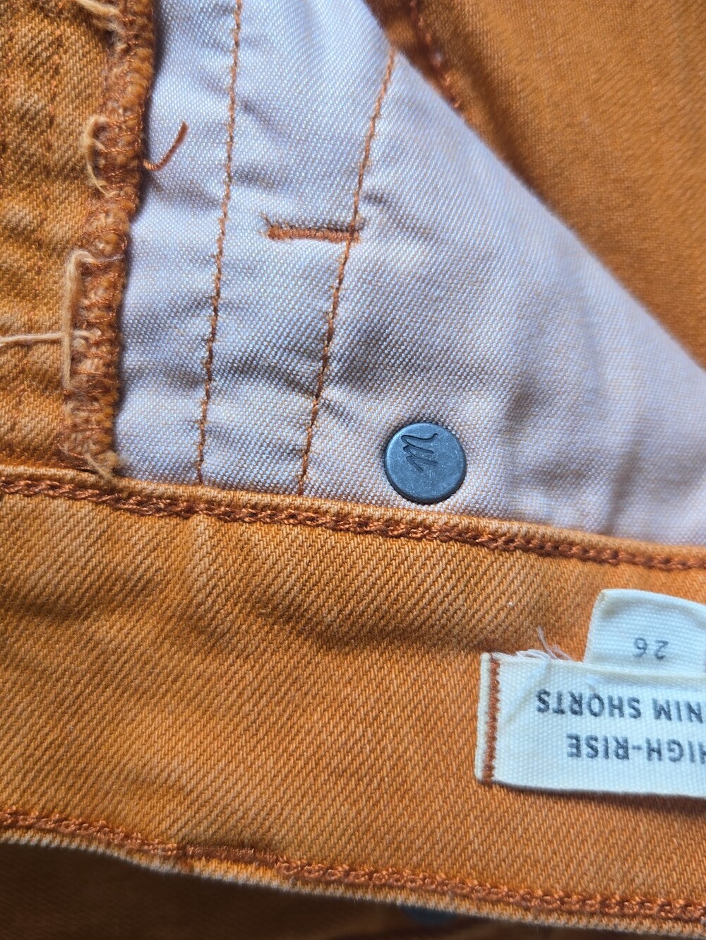 Madewell High-Rise Burnt Orange Button-Fly Denim Frayed Hem Shorts Size 26🧡 - Picture 5 of 10
